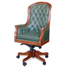 Кресло руководителя Джермано кожа, зеленое