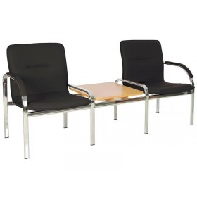 Кресло STAFF-2 T chrome S двухместное со столиком с мягкими подлокотниками
